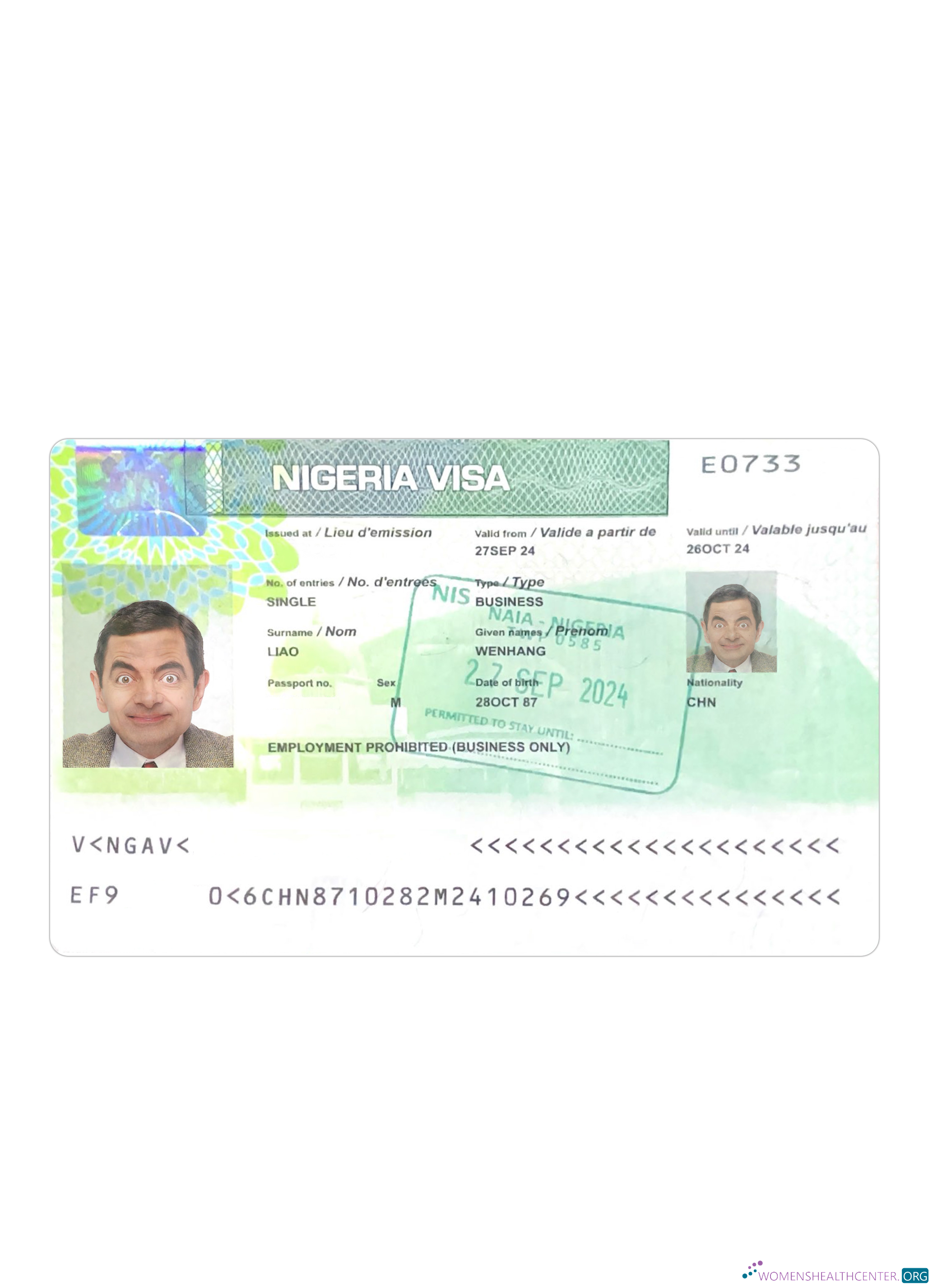 Download Nigeria visa 2024 present Photoshop template